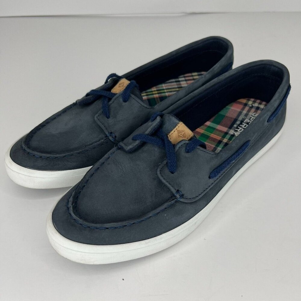 Sperry Womens STS84876 Navy Blue Sailor Nubuck Slip On Size 9.5 Boat Shoes